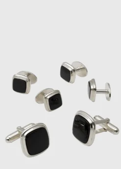 Black Onyx Square Cufflink Stud Set