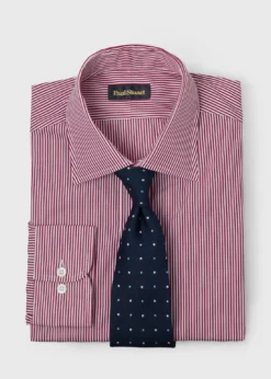 Classic Spread Collar Pencil Stripe Dress Shirt