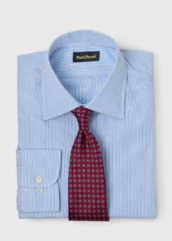 Classic Spread Collar Pencil Stripe Dress Shirt