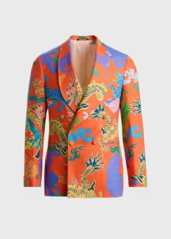 Dragon Printed Linen DInner Jacket