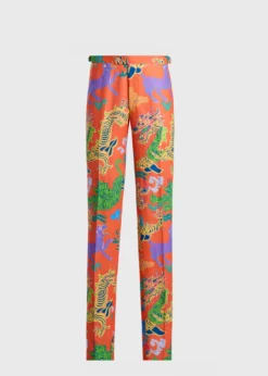 Dragon Printed Linen Dress Trouser