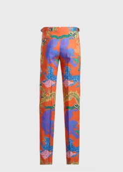 Dragon Printed Linen Dress Trouser