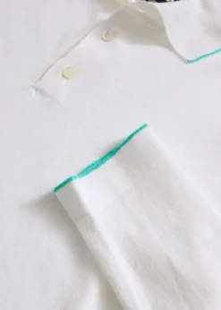 Linen & Cotton Contrast Collar Polo
