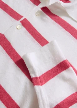 Linen & Cotton Horizontal Stripe Polo