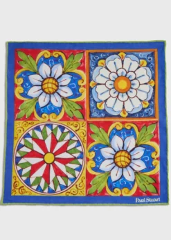 Linen Mediterranean Tile Pocket Square