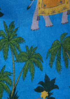 Linen Tropical Print Sport Shirt