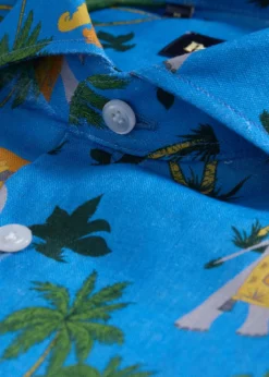 Linen Tropical Print Sport Shirt