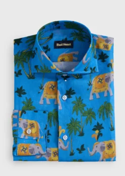 Linen Tropical Print Sport Shirt
