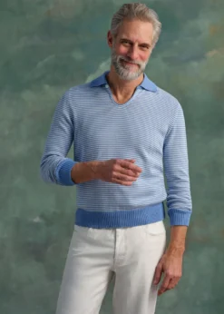 Long Sleeve Stripe Polo