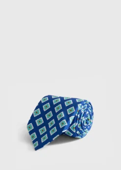 Medallion Print Habotai Silk Tie