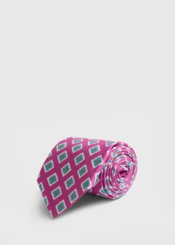 Medallion Print Habotai Silk Tie