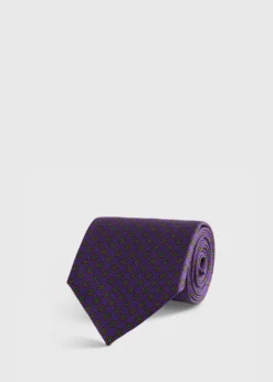 Micro Medallion Printed Silk Tie
