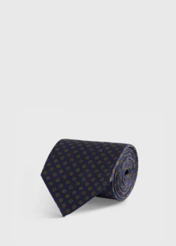 Micro Medallion Printed Silk Tie