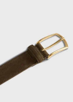 Nubuck Suede Belt with Gold Buckle