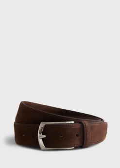 Nubuck Suede Belt with Gold Buckle
