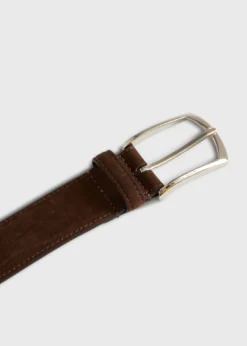 Nubuck Suede Belt with Gold Buckle