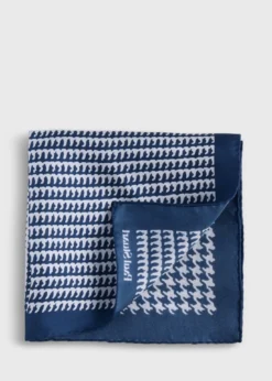 Printed Silk Large Houndstooth Pocket Square