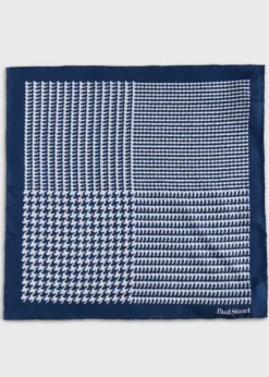 Printed Silk Large Houndstooth Pocket Square