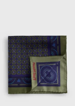 Printed Silk Medallion Pocket Square
