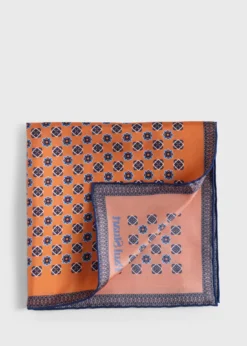 Printed Silk Medallion Pocket Square