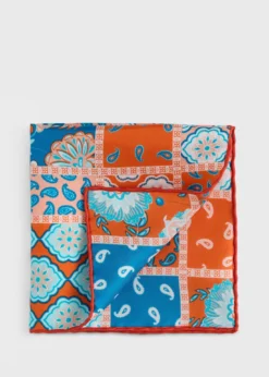Printed Silk Patchwork Pocket Square