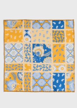 Printed Silk Patchwork Pocket Square