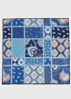 Printed Silk Patchwork Pocket Square