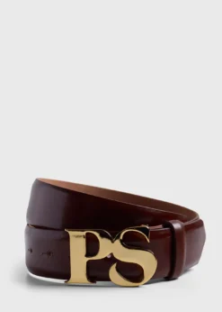 PS Brass Logo Leather Belt