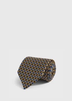Silk Geometric Floral Medallion Tie