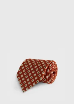 Silk Geometric Floral Tie