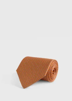 Silk Micro Daisy Print Tie