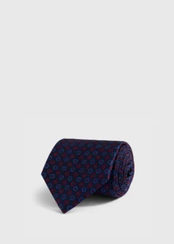Silk Micro Floral Dot Tie