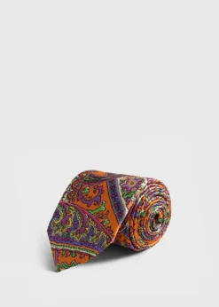 Silk Paisley Print Tie
