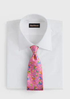 Silk Sailboat Print Tie