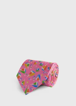 Silk Sailboat Print Tie