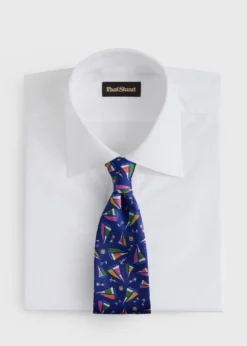 Silk Sailboat Print Tie