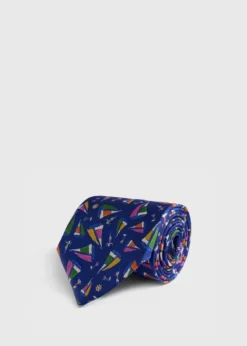 Silk Sailboat Print Tie