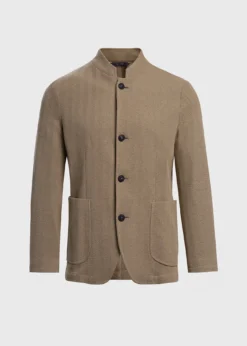 Stand Collar Herringbone Knit Jacket