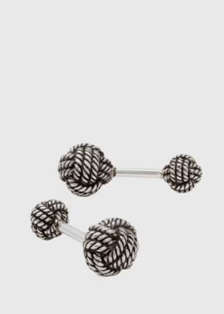 Sterling Silver Rope Ball Cufflinks