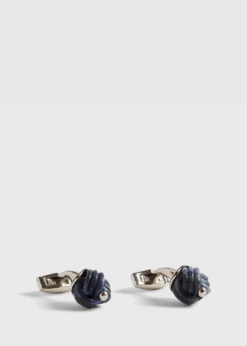 Sterling Silver with Sodalite Carved Knot Cufflinks