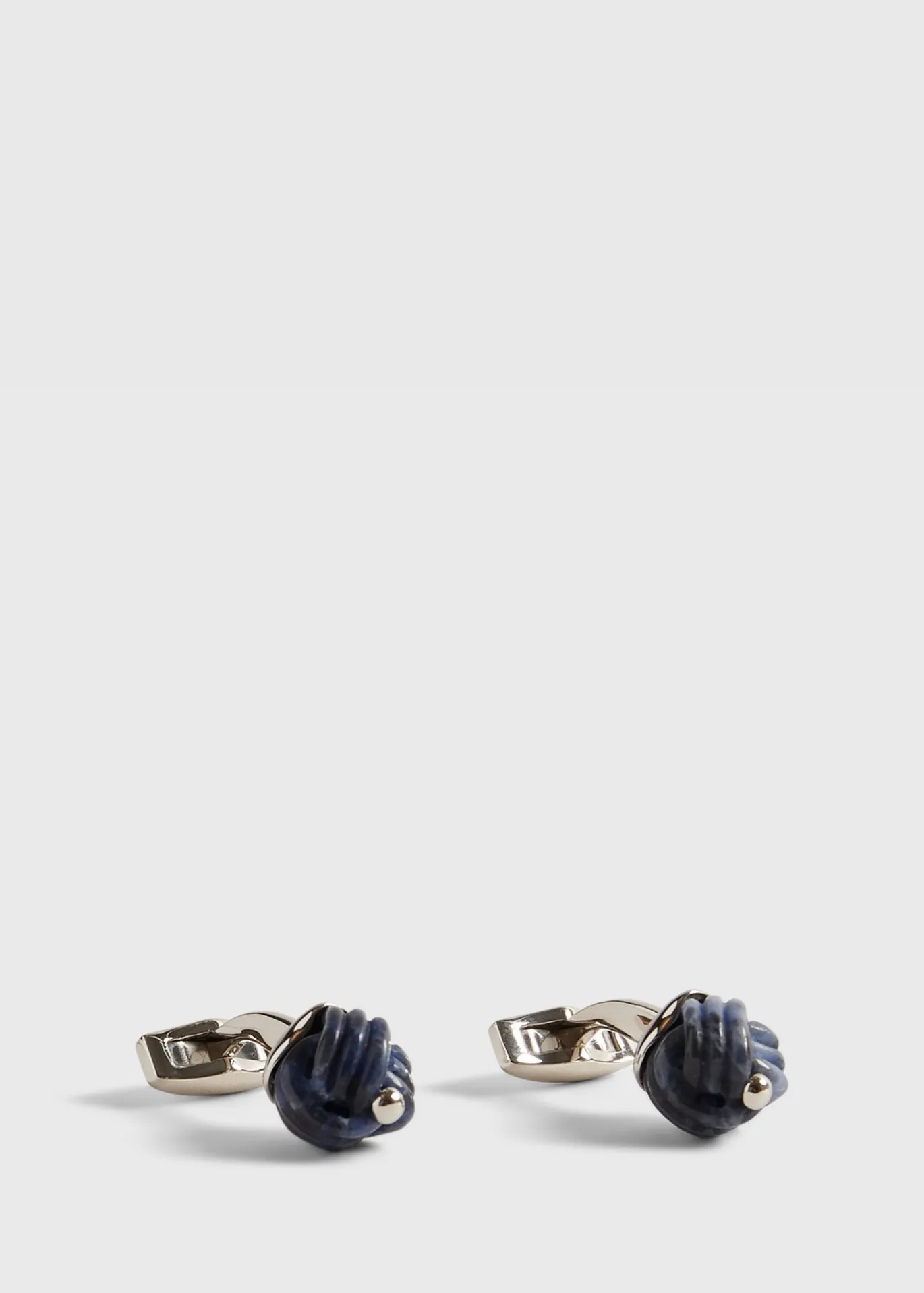 Sterling Silver with Sodalite Carved Knot Cufflinks