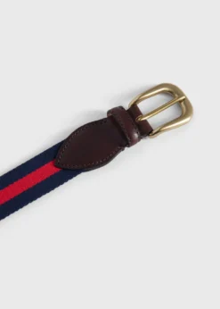 Striped Belt with Leather Trim