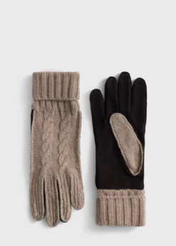 Suede & CashmereCable KnitGlove