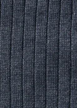 Wool Ribbed Sock with Contrast Trim