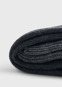 Wool Ribbed Sock with Contrast Trim