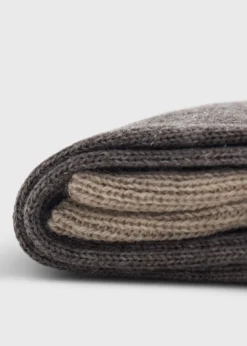 Wool Ribbed Sock with Contrast Trim