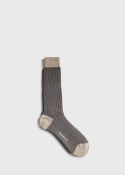 Wool Ribbed Sock with Contrast Trim