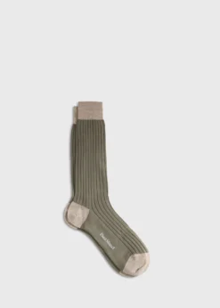 Wool Ribbed Sock with Contrast Trim