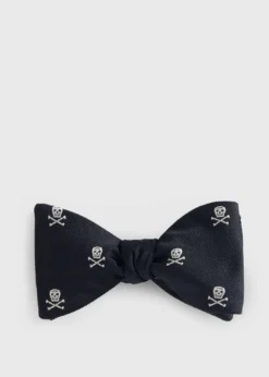 Woven Silk Skull & Bone Bow Tie